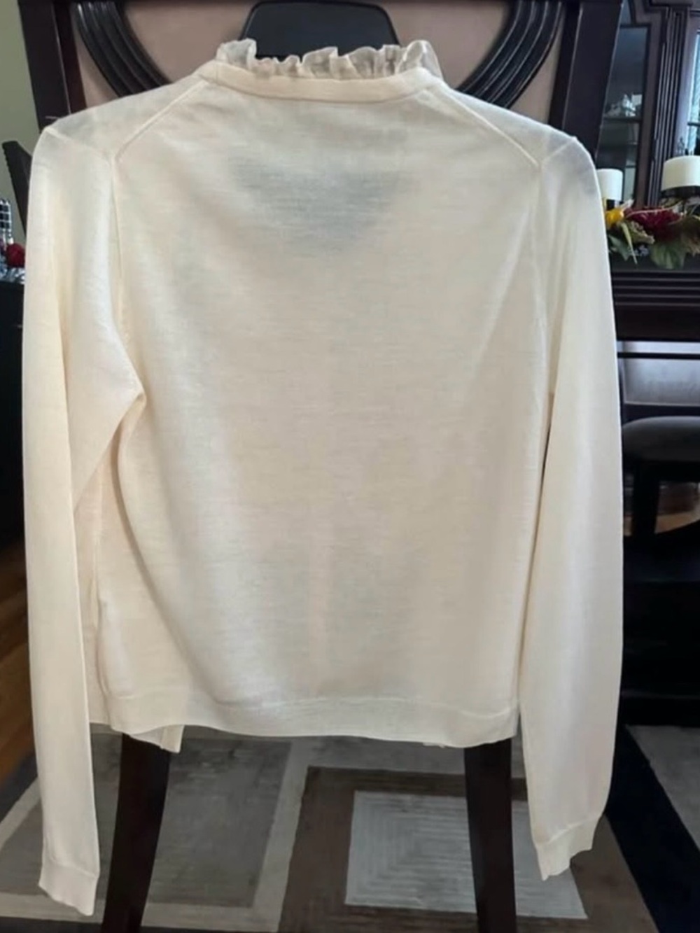 J. Crew Cream Ruffled Front Cardigan and Shell Set. One piece! - Picture 2 of 2